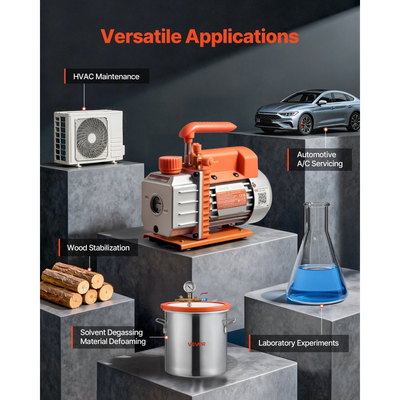 Αντλία κενού VEVOR, 3,5 CFM 99 L/min, Μονοβάθμια αντλία κενού AC με περιστροφικό πτερύγιο HVAC, για συστήματα R134a R22 R410a, 4πολικός κινητήρας, για συντήρηση κλιματιστικών αυτοκινήτων, απαέρωση ρητίνης, περιλαμβάνεται λάδι