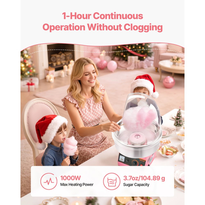 Ηλεκτρική μηχανή για μαλλί της γριάς VEVOR, Επαγγελματική μηχανή για μαλλί της γριάς 1000W με κάλυμμα, Επαγγελματική μηχανή για μαλλί της γριάς με μπολ από ανοξείδωτο ατσάλι και κουτάλα ζάχαρης, ιδανική για καρναβάλι, γενέθλια, οικογενειακό πάρτι, ροζ