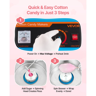 Ηλεκτρική μηχανή για μαλλί της γριάς VEVOR, Επαγγελματική μηχανή για μαλλί της γριάς 1000W με κάλυμμα, Επαγγελματική μηχανή για μαλλί της γριάς με μπολ από ανοξείδωτο ατσάλι και κουτάλα ζάχαρης, ιδανική για καρναβάλι, γενέθλια, οικογενειακό πάρτι, μπλε