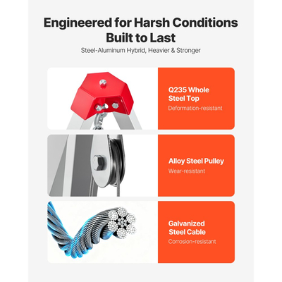 Κιτ τρίποδου περιορισμένου χώρου VEVOR, βαρούλκο ανύψωσης τρίποδου διάσωσης βαρέως τύπου 1179 kg, ρυθμιζόμενα πόδια 1,45 m, φορητό κιτ καλωδίου 30 m, προστασία από πτώση 10 m, ύψος εργασίας 1,6-2,45 m