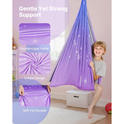 VEVOR Sensory Swing, Αιώρα Sensorys από Διπλό Υφασμάτινο Επίστρωμα, Αισθητηριακή Κούνια Εσωτερικού & Εξωτερικού Χώρου με Κρεμάστρα Περιστροφής 360°, O-Sling, Χωρητικότητα έως 136,07 kg, Ρυθμιζόμενη Aerial Yoga, Κούνιες Οροφής για Παιδιά