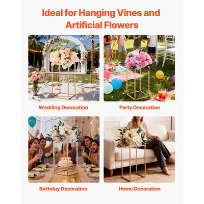 Βάση Λουλουδιών Γάμου VEVOR, 10 τεμάχια βάση λουλουδιών σε στήλη 40cm, Βάσεις Λουλουδιών με Ακρυλικό Laminate, Χρυσή ορθογώνια βάση επίδειξης λουλουδιών για γάμο, πάρτι, γενέθλια, σπίτι, Χρυσές βάσεις κεντρικών διακοσμητικών