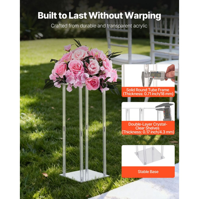 Βάση Λουλουδιών Γάμου VEVOR, 10 τεμάχια βάση λουλουδιών σε στήλη 50cm, Βάσεις Λουλουδιών με Ακρυλικό Laminate, Κυλινδρική κυβική βάση επίδειξης λουλουδιών για γάμο, πάρτι, γενέθλια, σπίτι, βάσεις κεντρικών διακοσμητικών