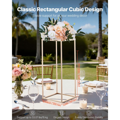 Βάση Λουλουδιών Γάμου VEVOR, 10 τεμάχια βάση λουλουδιών σε στήλη 60cm, Βάσεις Λουλουδιών με Μεταλλικό Laminate, Χρυσή ορθογώνια βάση επίδειξης λουλουδιών για γάμο, πάρτι, γενέθλια, σπίτι, Χρυσές βάσεις κεντρικών διακοσμητικών