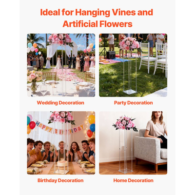 Βάση Λουλουδιών Γάμου VEVOR, 10 τεμάχια βάση λουλουδιών σε στήλη 80cm, Βάσεις Λουλουδιών με Ακρυλικό Laminate, Κυλινδρική κυβική βάση επίδειξης λουλουδιών για γάμο, πάρτι, γενέθλια, σπίτι, βάσεις κεντρικών διακοσμητικών