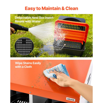 VEVOR Κουτιά φωλιάς για κοτόπουλα, 8 διαμερίσματα, με πόδια στήριξης, εύκολη συλλογή αυγών, γαλβανισμένο ατσάλι και πλαστικό υψηλής αντοχής, ρολαρισμένα κουτιά φωλιάς για κοτόπουλα και κότες που γεννούν αυγά, πορτοκαλί
