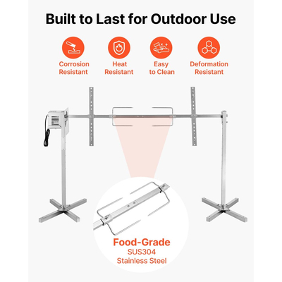 Ψησταριά VEVOR, Ηλεκτρικό κιτ ψησταριάς AC220-240V 8 επιπέδων ύψους, Κιτ ψησταριών BBQ με χωρητικότητα φορτίου 88 λίβρες, Κινητήρας 38W, Αυτόματα κιτ ψησίματος από ανοξείδωτο ατσάλι για πάρτι