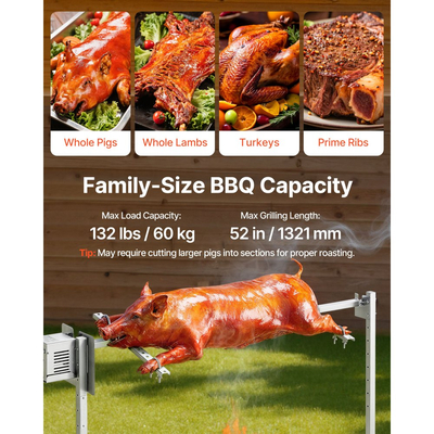 Ψησταριά VEVOR, Κιτ ηλεκτρικής ψησταριάς AC220-240V 8 επιπέδων ύψους, Κιτ ψησταριών BBQ με χωρητικότητα φορτίου 60 kg, Κινητήρας 38W, Κιτ αυτόματου ψησίματος από ανοξείδωτο ατσάλι για πάρτι