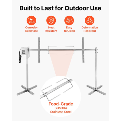 Ψησταριά VEVOR, Κιτ ηλεκτρικής ψησταριάς AC220-240V 8 επιπέδων ύψους, Κιτ ψησταριών BBQ με χωρητικότητα φορτίου 60 kg, Κινητήρας 38W, Κιτ αυτόματου ψησίματος από ανοξείδωτο ατσάλι για πάρτι