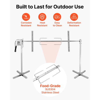 Ψησταριά VEVOR, Κιτ ηλεκτρικής ψησταριάς AC220-240V 8 επιπέδων ύψους, Κιτ ψησταριών BBQ με χωρητικότητα φορτίου 60 kg, Κινητήρας 38W, Κιτ αυτόματου ψησίματος από ανοξείδωτο ατσάλι για πάρτι