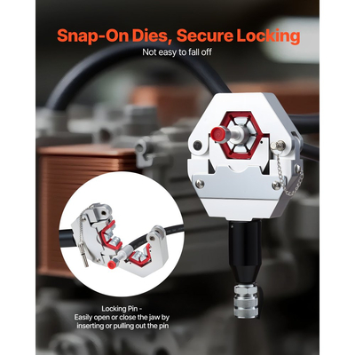 Πρεσαριστός υδραυλικός σωλήνας VEVOR, κιτ πρεσαριστού σωλήνα AC Hydra-Krimp με 7 μήτρες που κουμπώνουν και θήκη μεταφοράς, εργαλείο πρεσαριστού υδραυλικού σωλήνα A/C για επισκευή αυτοκινήτων και κλιματιστικών (διαχωριζόμενο με χειροκίνητη αντλία)