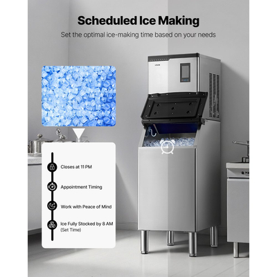 Επαγγελματική παγομηχανή VEVOR, παγομηχανή 136KG/24H με δοχείο αποθήκευσης από ανοξείδωτο χάλυβα 136KG, αυτόματος αυτοκαθαριζόμενος παγομηχανή με οθόνη αφής για μπαρ, καφέ, εστιατόριο, επιχειρήσεις, εμπορικές