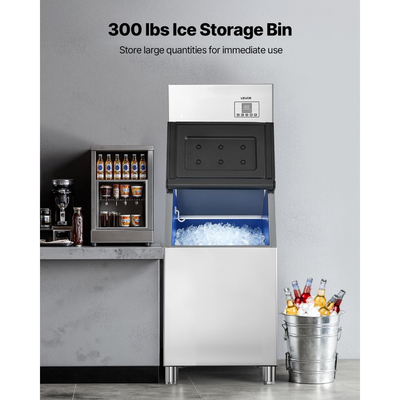 Επαγγελματική παγομηχανή VEVOR, παγομηχανή 250KG/24H με δοχείο αποθήκευσης από ανοξείδωτο χάλυβα 136KG, αυτόματος αυτοκαθαριζόμενος παγομηχανή με οθόνη αφής για μπαρ, καφέ, εστιατόριο, επιχειρήσεις, εμπορικές δραστηριότητες