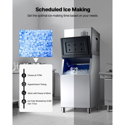Επαγγελματική παγομηχανή VEVOR, παγομηχανή 250KG/24H με δοχείο αποθήκευσης από ανοξείδωτο χάλυβα 136KG, αυτόματος αυτοκαθαριζόμενος παγομηχανή με οθόνη αφής για μπαρ, καφέ, εστιατόριο, επιχειρήσεις, εμπορικές δραστηριότητες