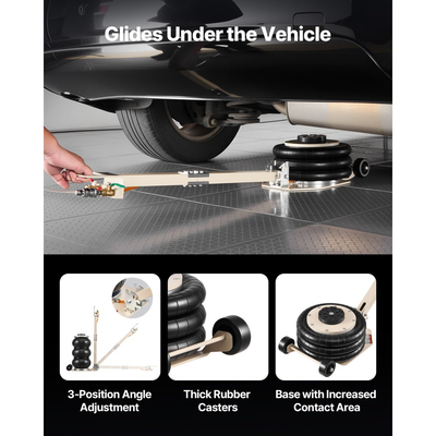 Αερόσακος VEVOR, Τριπλός Αερόσακος 3 Τόνων, Αερόσακος με Έξι Χαλύβδινους Σωλήνες, Ανύψωση Έως 450 mm, Πνευματικός Γρήγορης Ανύψωσης 1-6 s με Ρυθμιζόμενη Μακριά Λαβή & Ελαστικό Μαξιλάκι για Επισκευές Αυτοκινήτων, SUV, Pick-up Φορτηγών