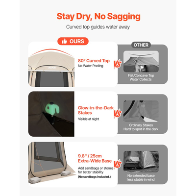 Σκηνή VEVOR με Σίτες, 3660 x 3380 x 2300 mm, Σκηνή με Αναδυόμενο Σίτες 10-12 Ατόμων με Εκτεταμένη Τέντα, Φορητή με Σίτες σε Στέγαστρο με Τσάντα Μεταφοράς, Διχτυωτά Πλαϊνά, για Βεράντα, Υπαίθριες Δραστηριότητες, Μπεζ
