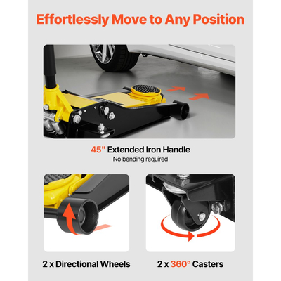 Γρύλος δαπέδου χαμηλού προφίλ VEVOR, μέγιστη χωρητικότητα 2 τόνων, ατσάλινος αγωνιστικός γρύλος δαπέδου με αντλία γρήγορης ανύψωσης διπλών εμβόλων, υδραυλικός ανυψωτήρας καροτσιού βαρέως τύπου για σπορ αυτοκίνητα και σεντάν, εύρος ανύψωσης 75-505 mm