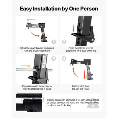 Τηλεσκοπικός γρύλος σταθεροποίησης VEVOR, 2 τεμάχια τηλεσκοπικός πτυσσόμενος γρύλος ρυμούλκησης, γρύλος σταθεροποίησης ρυμούλκησης με δυνατότητα περιστροφής προς τα κάτω για ρυμουλκούμενο RV, υποστηρίζει χωρητικότητα 453,59kg έκαστος, ρυθμιζόμενο από 297,18mm έως 462,28mm