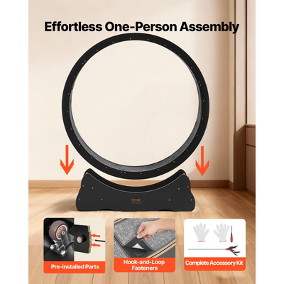 Τροχός άσκησης γάτας VEVOR, Ξύλινος τροχός τρεξίματος γάτας 132cm για γατάκι εσωτερικού χώρου έως 12,7kg, Διάδρομος για γάτες με διάδρομο με μοκέτα και μηχανισμό κλειδώματος, Ήσυχα αθλητικά παιχνίδια γάτας για κατοικίδια, Γυμναστική & Υγεία, Μαύρο