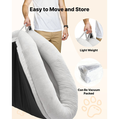 Κρεβάτι σκύλου VEVOR Human, 1780 x 1200 x 240 mm Ορθοπεδικό κρεβάτι σκύλου σε μέγεθος ανθρώπου από αφρό μνήμης, Κρεβάτια κατοικίδιων ανθρώπων με πλαϊνή τσέπη, λαβή και φερμουάρ, Αφαιρούμενα κρεβάτια σκύλων που πλένονται στο πλυντήριο για ανθρώπους, γκρι