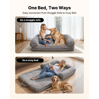 Κρεβάτι σκύλου VEVOR Human, 1810 x 1110 x 240 mm Ορθοπεδικό κρεβάτι σκύλου μεγέθους ανθρώπου από αφρό μνήμης, Κρεβάτια κατοικίδιων ανθρώπων με πλαϊνή τσέπη, λαβή και φερμουάρ, Αφαιρούμενα κρεβάτια σκύλων που πλένονται στο πλυντήριο για ανθρώπους, σκούρο γκρι