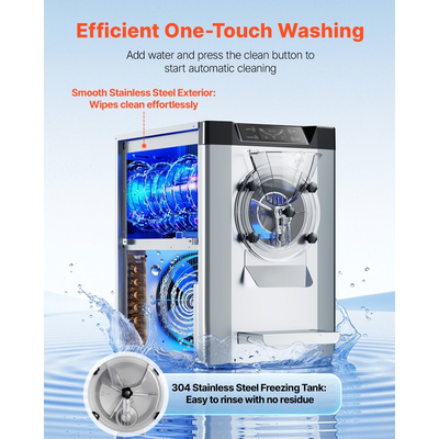 Επαγγελματική μηχανή παγωτού VEVOR, 2000W 12-20L ανά ώρα, επιτραπέζια μηχανή παγωτού για σκληρό παγωτό με κύλινδρο από ανοξείδωτο ατσάλι 304 6L, πάνελ LED αυτόματου καθαρισμού για σνακ μπαρ και εστιατόρια