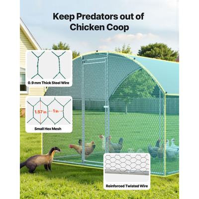 Μεταλλικό κοτέτσι VEVOR, Μεγάλοι χώροι για κοτέτσια 9,8x6,5x6,5ft με κάλυμμα, περίβλημα για κοτέτσι Doom Roof με κλειδαριά ασφαλείας, εξωτερικό κλουβί για πάπιες και κουνέλια, μάντρα πουλερικών για αυλή, αγρόκτημα, αυλή