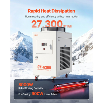 Βιομηχανικός ψύκτης νερού VEVOR, 8000W, Σύστημα ψύξης βιομηχανικού ψύκτη νερού με συμπιεστή, μέγιστη παροχή 70 L/min, χωρητικότητα δεξαμενής 40L, ψύκτης λέιζερ, για μηχανή χάραξης και κοπής σωλήνων με λέιζερ CO2