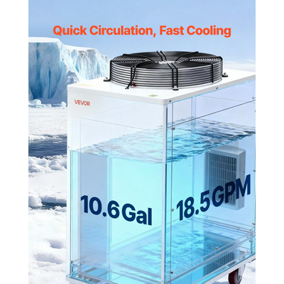 Βιομηχανικός ψύκτης νερού VEVOR, 8000W, Σύστημα ψύξης βιομηχανικού ψύκτη νερού με συμπιεστή, μέγιστη παροχή 70 L/min, χωρητικότητα δεξαμενής 40L, ψύκτης λέιζερ, για μηχανή χάραξης και κοπής σωλήνων με λέιζερ CO2