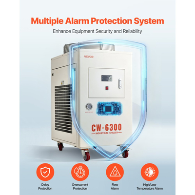 Βιομηχανικός ψύκτης νερού VEVOR, 8000W, Σύστημα ψύξης βιομηχανικού ψύκτη νερού με συμπιεστή, μέγιστη παροχή 70 L/min, χωρητικότητα δεξαμενής 40L, ψύκτης λέιζερ, για μηχανή χάραξης και κοπής σωλήνων με λέιζερ CO2