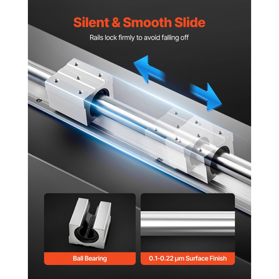 Κιτ Γραμμικής Ράγας VEVOR, SBR20, 2 τεμάχια Γραμμικές Ράγες Οδηγού Κίνησης 2000 mm (78,74 ίντσες) και 4 τεμάχια Μπλοκ Ολίσθησης Ρουλεμάν, Πλήρως Υποστηριζόμενος Άξονας, για Κοπή, Λείανση, Φρέζα, Μηχανές Διάτρησης και Άλλα
