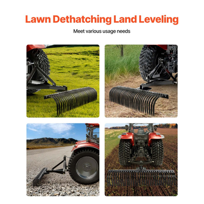 Ρυμούλκηση πίσω από το μηχάνημα αποκοπής θάμνων VEVOR, Ρυμούλκηση μηχανήματος αποκοπής θάμνων 1525 mm με 32 χαλύβδινα δόντια, Τσουγκράνα αποκοπής θάμνων γκαζόν 3 σημείων με εξαρτήματα για τρακτέρ, Τσουγκράνα τοπίου για κήπο, αγρόκτημα, γρασίδι