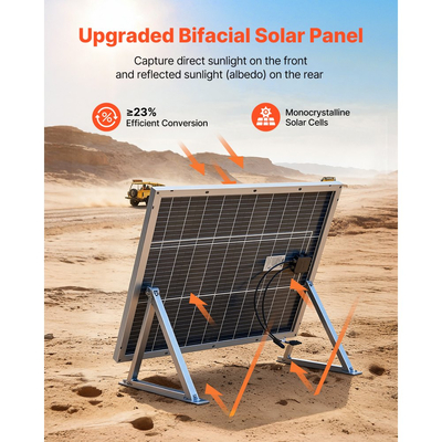 VEVOR 2PCS Διπροσώπους Φωτοβολταϊκά Πάνελ 100W, Μονοκρυσταλλική Φωτοβολταϊκή Μονάδα Υψηλής Απόδοσης 23% Τύπου N με Έξοδο MC4 & Πλαίσιο Αλουμινίου, Αδιάβροχο Ηλιακό Πάνελ IP67 για Αυτοκίνητο, Σκάφος, RV, Επίπεδη Στέγη, Εκτός Δικτύου