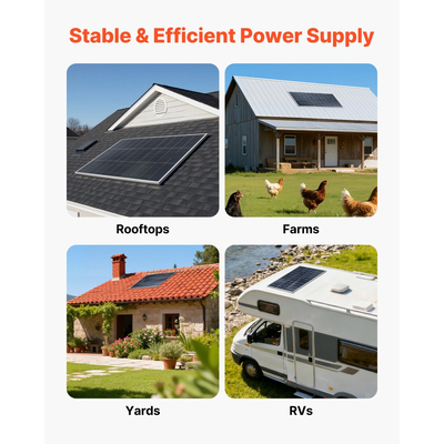 VEVOR 2PCS Διπροσώπους Φωτοβολταϊκά Πάνελ 100W, Μονοκρυσταλλική Φωτοβολταϊκή Μονάδα Υψηλής Απόδοσης 23% Τύπου N με Έξοδο MC4 & Πλαίσιο Αλουμινίου, Αδιάβροχο Ηλιακό Πάνελ IP67 για Αυτοκίνητο, Σκάφος, RV, Επίπεδη Στέγη, Εκτός Δικτύου