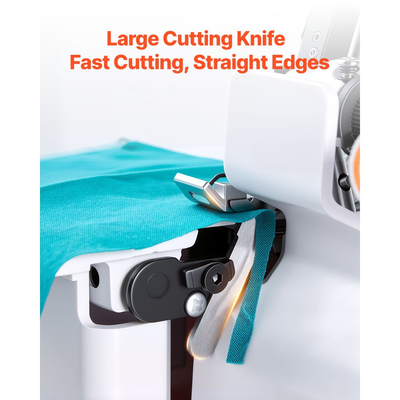 Ραπτομηχανή VEVOR Serger Overlock, 1250 βελονιές ανά λεπτό, δυνατότητα 3 και 4 κλωστών, με φως LED και ισχυρά πόδια αναρρόφησης, Ραπτομηχανή βαρέως τύπου με μεταλλικό πλαίσιο για διάφορα υφάσματα, λευκή