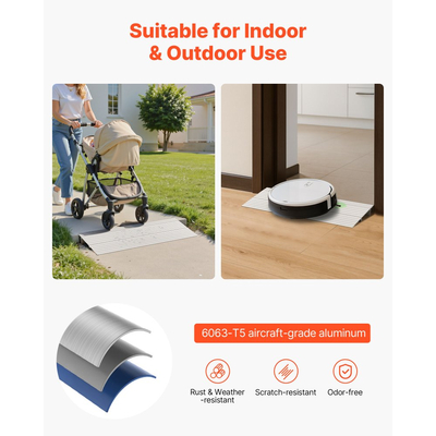 Ράμπα κατωφλίου πόρτας VEVOR, ύψος 59 mm, ράμπα κατωφλίου από κράμα αλουμινίου με ονομαστική χωρητικότητα φορτίου 363 kg, ράμπες για άτομα με αναπηρία για σκαλοπάτια σπιτιού για αναπηρικά αμαξίδια, σκούτερ, ηλεκτρικά αμαξίδια, περιπατητές, ποδήλατα, τρίκυκλα