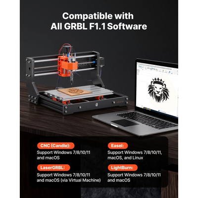 Μηχανή φρεζαρίσματος CNC VEVOR 3018, άξονας 60W, μηχανή φρεζαρίσματος ξύλου 3 αξόνων, με επιφάνεια εργασίας 300 x 180 x 40 mm, χειριστήριο εκτός σύνδεσης, δομή από κράμα αλουμινίου, για κοπή ξυλογλυπτικής ακρυλικού