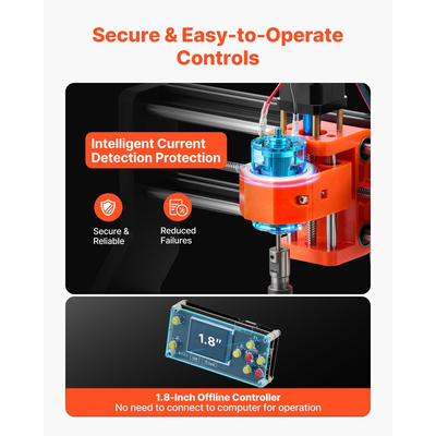 Μηχανή φρεζαρίσματος CNC VEVOR 3018, άξονας 60W, μηχανή φρεζαρίσματος ξύλου 3 αξόνων, με επιφάνεια εργασίας 300 x 180 x 40 mm, χειριστήριο εκτός σύνδεσης, δομή από κράμα αλουμινίου, για κοπή ξυλογλυπτικής ακρυλικού