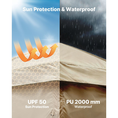 Σκηνή ντους κάμπινγκ VEVOR, πτυσσόμενη σκηνή απορρήτου 2 δωματίων με αποδυτήρια με πασσάλους εδάφους, σχοινιά, τσάντα μεταφοράς και εγκάρσια μπάρα, ύφασμα Oxford 150D με επίστρωση αργύρου, για κάμπινγκ, παραλία και ψάρεμα