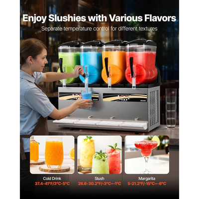 Μηχανή για γλάστρες VEVOR, 12L/3.17Gal x 4 δεξαμενές, Επαγγελματική μηχανή γλάστρας, μηχανή παγωμένων ποτών με αυτοκαθαρισμό, μηχανή Margarita για εστιατόρια, μπαρ, πάρτι για γλάστρες, Margaritas, milkshake και άλλα