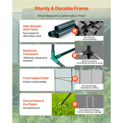 Κλουβί Καλλιέργειας VEVOR, Σκηνή Προστασίας Φυτών 2,39 x 1,2 x 1,8 m με Πόρτα με Φερμουάρ, Ψηλό Κλουβί Καλλιέργειας Ανθεκτικό στον Αέρα, Εύκολο στην Εγκατάσταση, Υπερυψωμένο Κάλυμμα για Εξωτερικό Πάρκο, Δίχτυ για Φυτά Ντομάτας για Γκαζόν Κήπου και Αίθριου