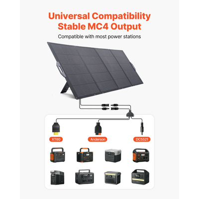 Πτυσσόμενο ηλιακό πάνελ VEVOR 400W, φορητός μονοκρυσταλλικός φορτιστής ηλιακού πάνελ υψηλής απόδοσης 24% με έξοδο MC4 και προσαρμογέα DC 10 σε 1, αδιάβροχο IP67 για σταθμούς παραγωγής ενέργειας, κατασκήνωση, πεζοπορία