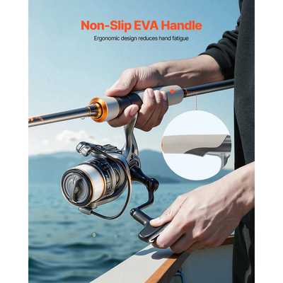 Συνδυασμός καλαμιού και μηχανισμού ψαρέματος VEVOR, συνδυασμός καλαμιού και μηχανισμού περιστροφής IM6 από υαλοβάμβακα και ανθρακονήματα, καλάμι ψαρέματος λαβρακιού με καλάμια δύο τεμαχίων 2 μέτρων, 6+1 ρουλεμάν, οδηγοί από ανοξείδωτο ατσάλι με κεραμικούς δακτυλίους