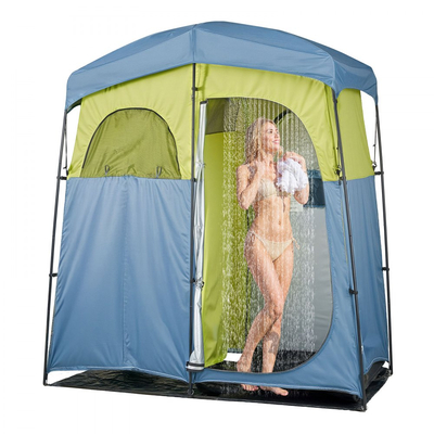 Σκηνή ντους κάμπινγκ VEVOR, Φορητή σκηνή απορρήτου 2 δωματίων με αποδυτήριο με τσάντα ντους, πασσάλους εδάφους, σχοινιά, τσάντα μεταφοράς και στύλους στήριξης, ύφασμα Oxford 150D με επίστρωση αργύρου, για κάμπινγκ, ψάρεμα