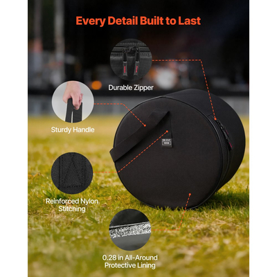 Σετ θηκών τυμπάνων VEVOR 5 τεμαχίων, 600D, θήκες τυμπάνων με επένδυση για μπάσο, τομ και ταμπούρο, παχιά επένδυση, ελαφριά προστατευτικά καλύμματα, θήκες αποθήκευσης ταξιδιού με φορητή λαβή, για προστασία αξεσουάρ τυμπάνων