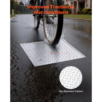 Κάλυμμα φρεατίου VEVOR με πλαίσιο, τετράγωνο καπάκι σηπτικής δεξαμενής 600 x 600 mm με βάση, ανθεκτικό στην ολίσθηση κάλυμμα πρόσβασης επιθεώρησης καναλιού αποστράγγισης από ανθρακούχο χάλυβα βαρέως τύπου για πεζοδρόμια, κήπους