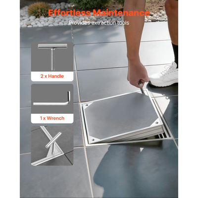 Κάλυμμα φρεατίου VEVOR με πλαίσιο, αόρατα καλύμματα πρόσβασης σε σηπτική δεξαμενή 400 x 400 mm, ενσωματωμένο κάλυμμα επιθεώρησης καναλιού αποστράγγισης από κράμα αλουμινίου για πεζοδρόμια, κήπους, βεράντες