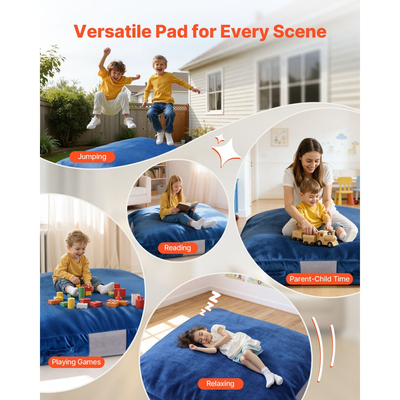 VEVOR Crash Pad, Παιδικό μαξιλάρι αισθήσεων 1500 x 1500 mm με μπλοκ αφρού και πλενόμενο κάλυμμα, Γιγαντιαίο μαξιλάρι μεγάλης ζώνης προσγείωσης από μαλακό αφρό, Εξοπλισμός αισθητηριακού δωματίου για παιδιά που πηδούν, χαλαρώνουν, παίζουν