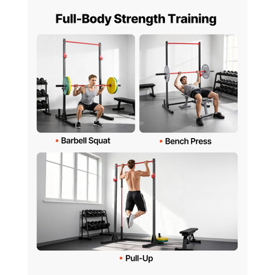 VEVOR Power Cage Squat Rack, Πολυλειτουργικός εξοπλισμός πιέσεων πάγκου Power Rack με ρυθμιζόμενα J-Hooks 28 επιπέδων, Γυμναστήριο ενδυνάμωσης για προπόνηση στο σπίτι για καθίσματα με μπάρα, έλξεις, άρση βαρών