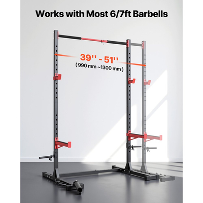 Βάση VEVOR Power Cage, Πολυλειτουργική βάση καθισμάτων για γυμναστήριο στο σπίτι, Εξοπλισμός προπόνησης δύναμης με ρυθμιζόμενο πλάτος και 6 ιμάντες, προσάρτηση ναρκών και μπάρες ασφαλείας για πιέσεις πάγκου, έλξεις-απελάσεις